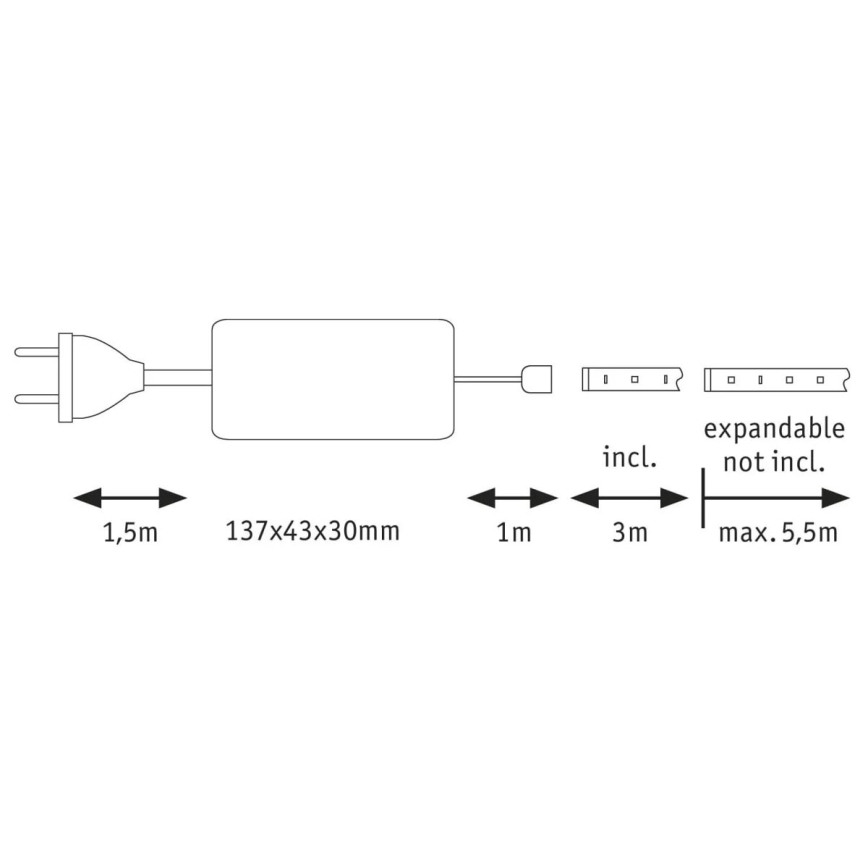 Paulmann 70666 - LED/20W IP44 Ταινία μπάνιου MAXLED 3m 230V