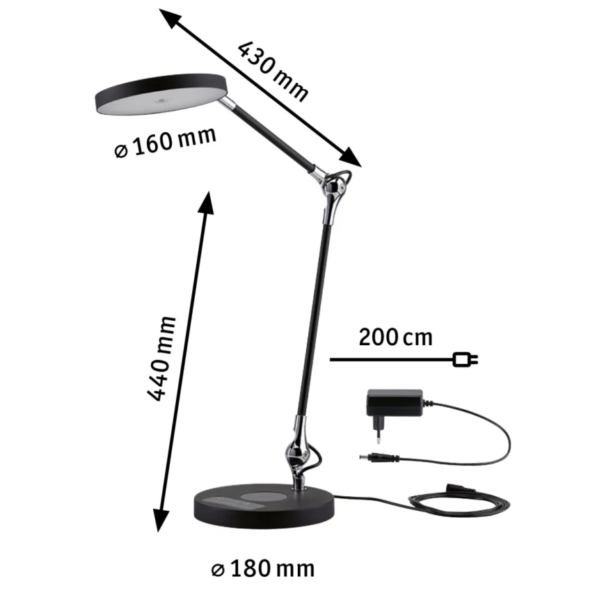 Paulmann 78010 - Επιτραπέζιο φωτιστικό αφής LED/11W Dimmable NUMIS 230V 2700/4000/6500K μαύρο