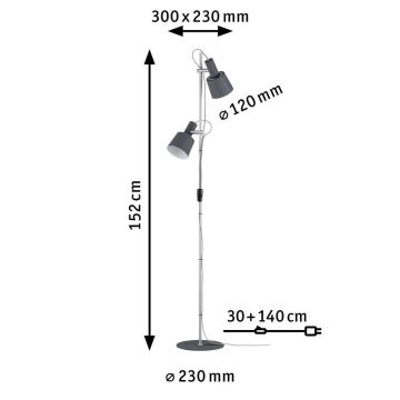 Paulmann 79690 - 2xE14/20W Επιδαπέδια λάμπα NEORDIC HALDAR 230V