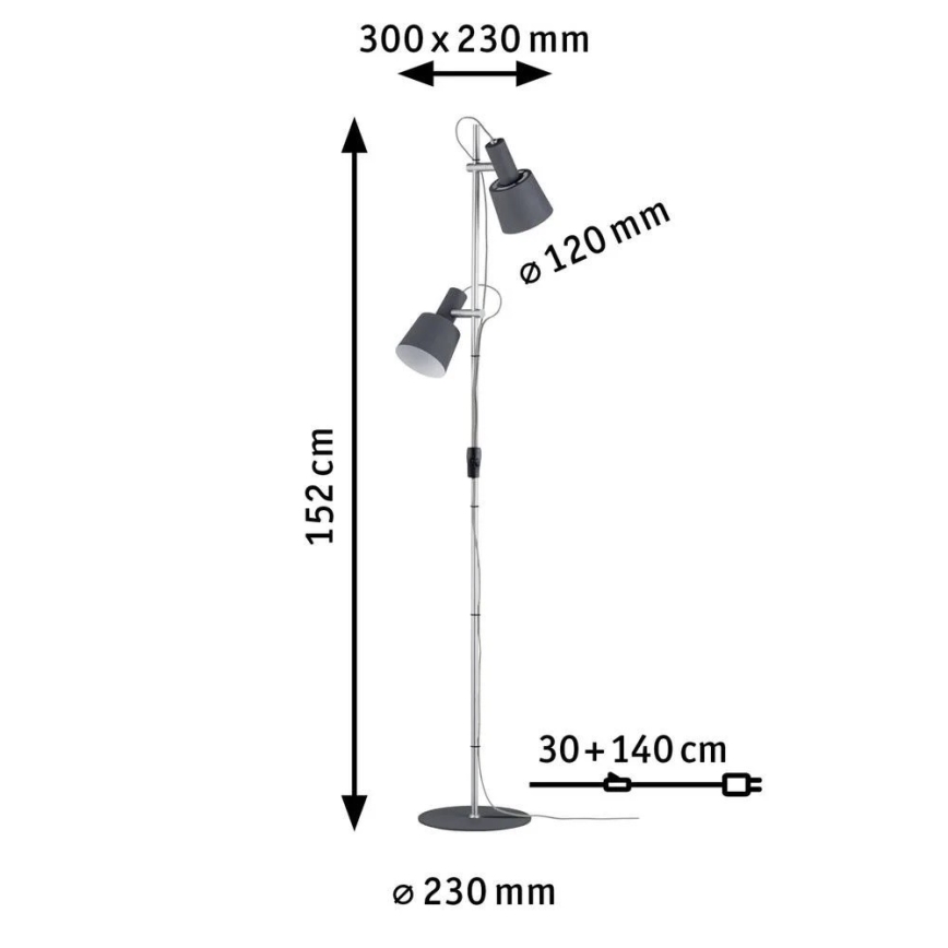 Paulmann 79690 - 2xE14/20W Επιδαπέδια λάμπα NEORDIC HALDAR 230V