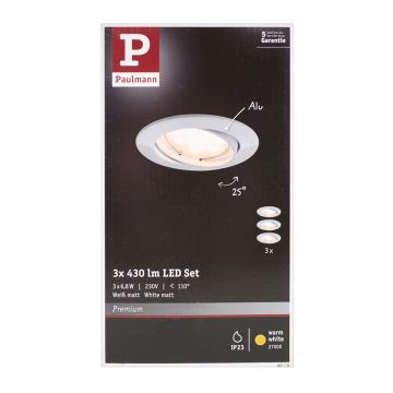 Paulmann 92775 - ΣΕΤ 3xLED/6,8W Χωνευτό φως μπάνιου PREMIUM LINE 230V