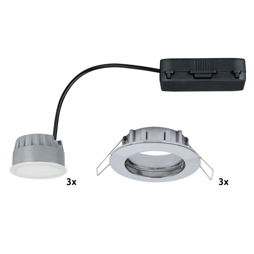 Paulmann 92829 - ΣΕΤ 3x LED/6,8W IP44 Dimmable χωνευτά φωτιστικά μπάνιου COIN 230V