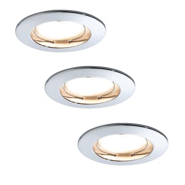 Paulmann 92829 - ΣΕΤ 3x LED/6,8W IP44 Dimmable χωνευτά φωτιστικά μπάνιου COIN 230V