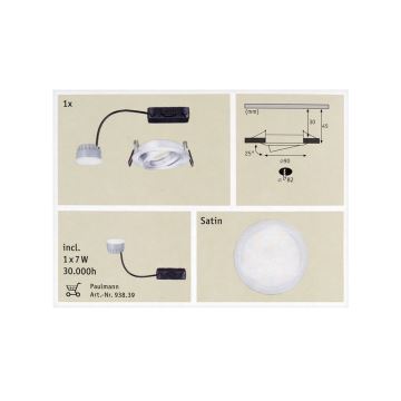 Paulmann 92832 - LED/7W Κρεμαστό φως οροφής μπάνιου dimmer COIN 230V