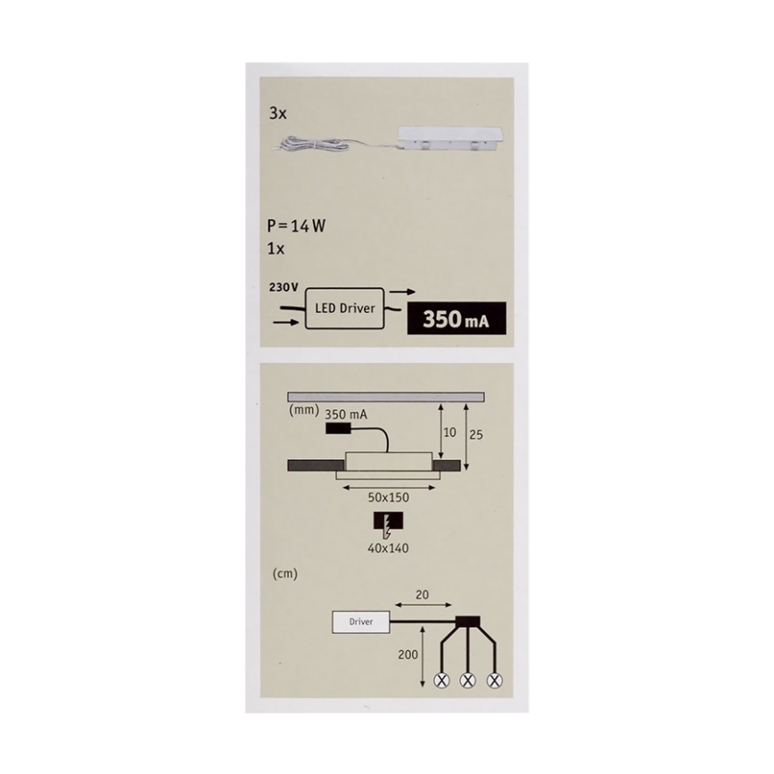 Paulmann 93576 - ΣΕΤ 3x Κρεμαστό φως οροφής LED 3xLED/3,6W/230V