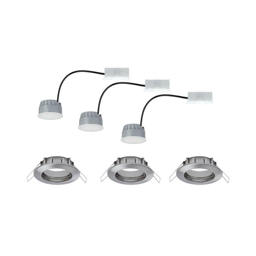 Paulmann 93958 - ΣΕΤ 3x LED/6,8W IP44 Χωνευτό φωτιστικό οροφής μπάνιου dimmimg COIN 230V