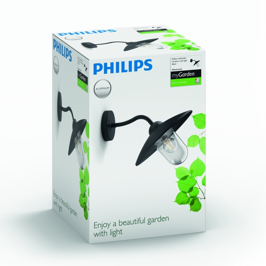 Philips 01643/30/PN - Φως τοίχου εξωτερικού χώρου HAMMOCK 1xE27/60W/230V IP44