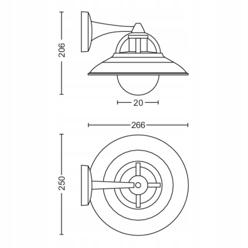 Philips 17381/30/PN - Φως τοίχου εξωτερικού χώρου COMORANT 1xE27/42W/230V IP44