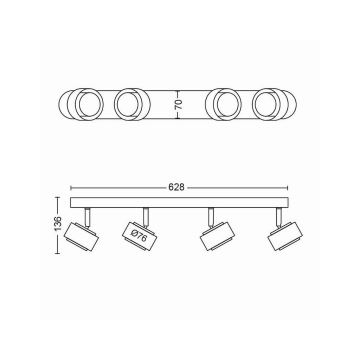 Philips 50654/30/P0 - Φως σποτ LED FERANO 4xLED/4,3W/230V