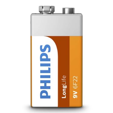 Philips 6F22L1B/10 - Μπαταρία χλωριούχου ψευδαργύρου 6F22 LONGLIFE 9V 150mAh