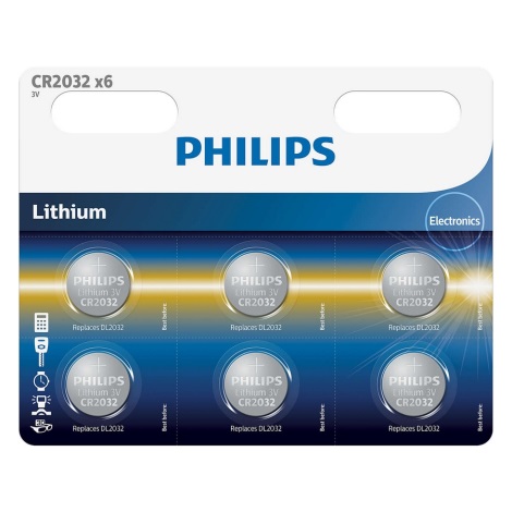 Philips CR2032P6/01B - 6 τμχ Στοιχείο λιθίου κουμπί CR2032 MINICELLS 3V 240mAh