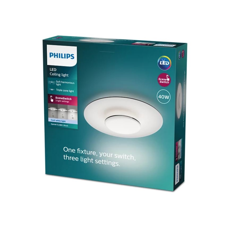 Philips- LED Dimmable φωτιστικό οροφής SCENE SWITCH LED/40W/230V 4000K μαύρο