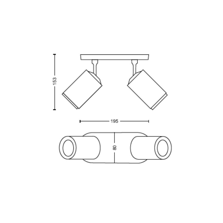 Philips - LED RGBW Dimmable σποτ Hue FUGATO 2xGU10/4,2W/230V 2000-6500K μαύρο