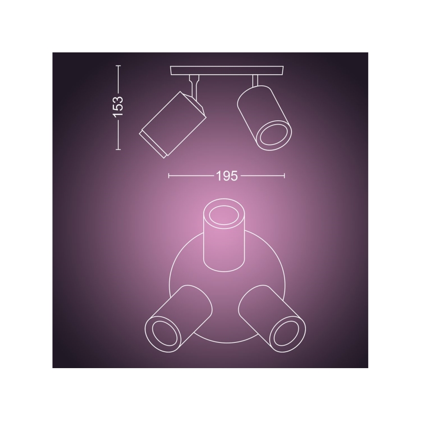 Philips - LED RGBW Dimmable σποτ Hue FUGATO 3xGU10/4,2W/230V 2000-6500K μαύρο