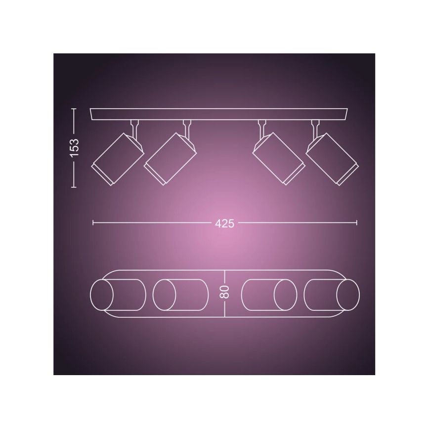 Philips - LED RGBW Dimmable σποτ Hue FUGATO 4xGU10/4,2W/230V 2000-6500K μαύρο