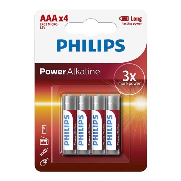 Philips LR03P4B/10 - 4 τμχ Αλκαλική μπαταρία AAA POWER ALKALINE 1,5V 1150mAh