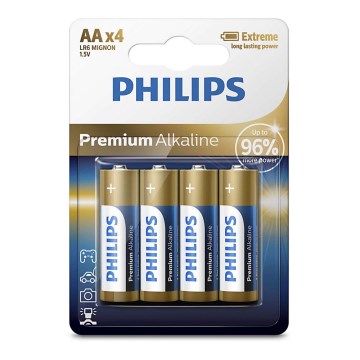 Philips LR6M4B/10 - 4 τμχ Αλκαλική μπαταρία AA PREMIUM ALKALINE 1,5V 3200mAh