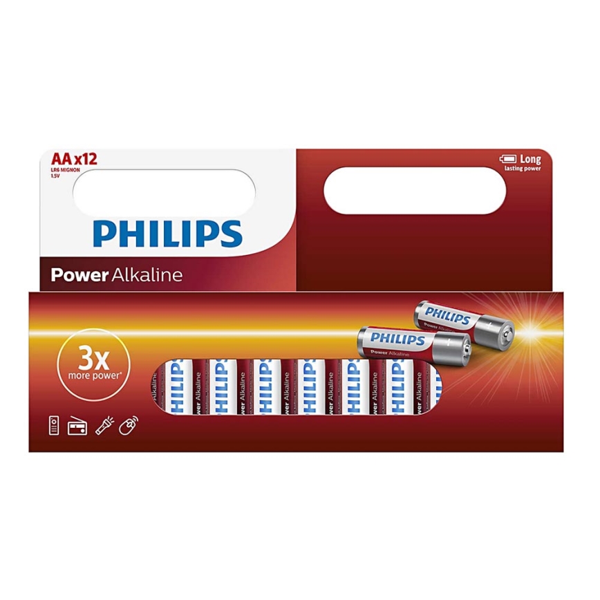 Philips LR6P12W/10 - 12 τμχ Αλκαλική μπαταρία AA POWER ALKALINE 1,5V 2600mAh