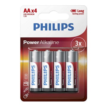 Philips LR6P4B/10 - 4 τμχ Αλκαλική μπαταρία AA POWER ALKALINE 1,5V 2600mAh