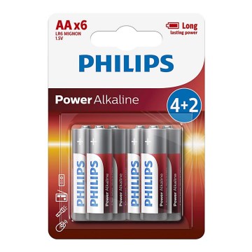 Philips LR6P6BP/10 - 6 τμχ Αλκαλική μπαταρία AA POWER ALKALINE 1,5V 2600mAhV