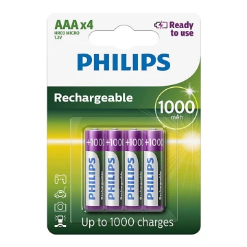 Philips R03B4RTU10/10 - 4 τμχ Επαναφορτιζόμενη μπαταρία AAA MULTILIFE NiMH/1,2V/1000 mAh