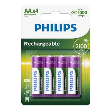 Philips R6B4A210/10 - 4 τμχ Επαναφορτιζόμενη μπαταρία AA MULTILIFE NiMH/1,2V/2100 mAh