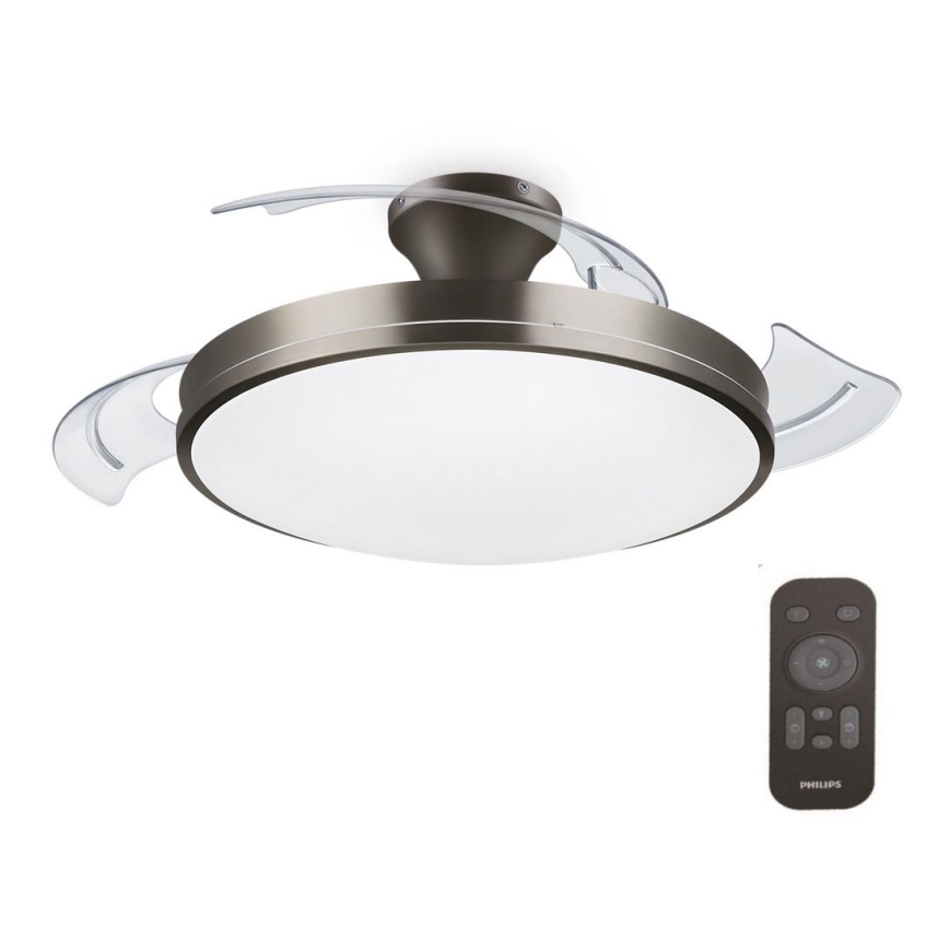 Philips-Φωτιστικό οροφής LED με ανεμιστήρα BLISS LED/35W/230V 5500/4000/2700K νίκελ + τηλεχειριστήριο