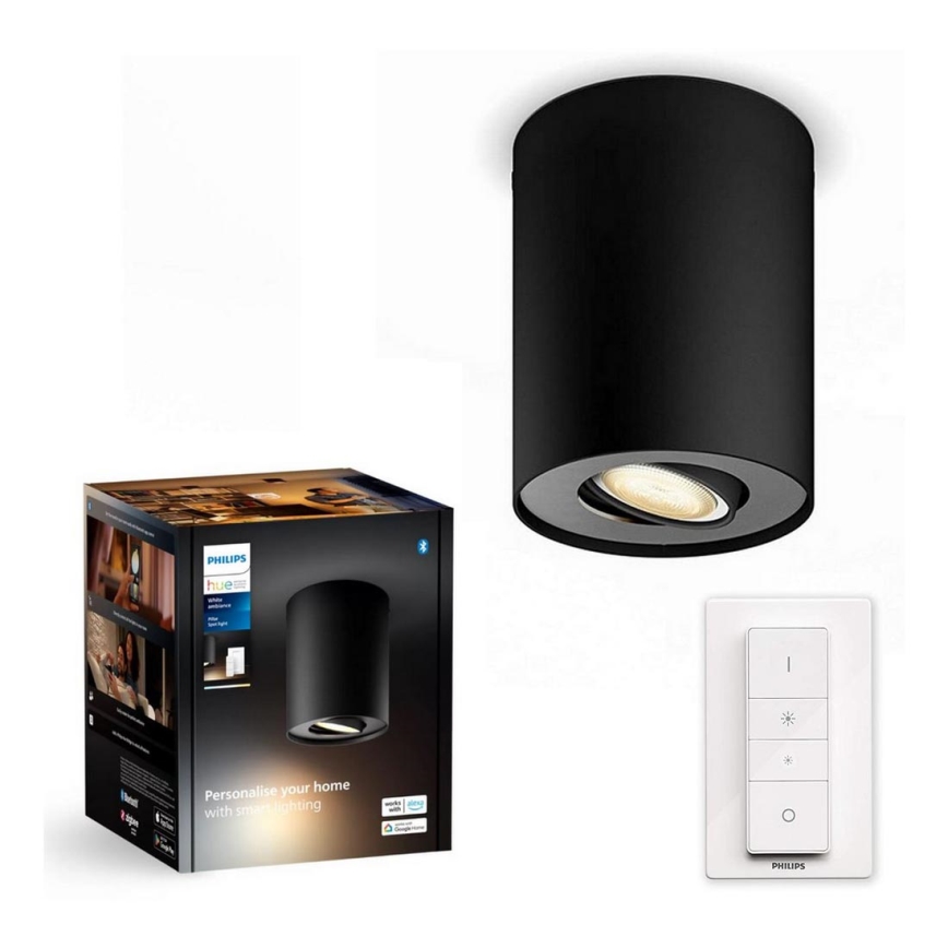 Philips - Φωτιστικό σποτ Dimming LED Hue PILLAR 1xGU10/4,2W/230V 2200-6500K + τηλεχειριστήριο μαύρο