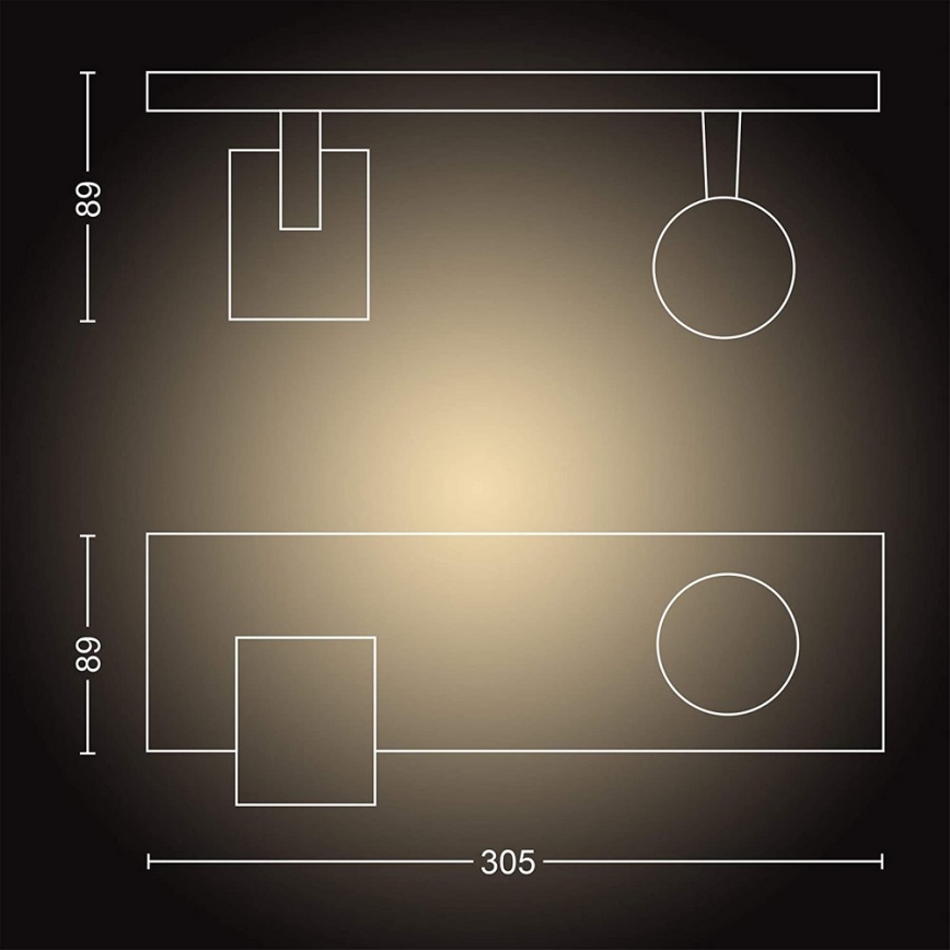 Philips - Φωτιστικό σποτ Dimming LED Hue RUNNER 2xGU10/4,2W/230V 2200-6500K + τηλεχειριστήριο λευκό