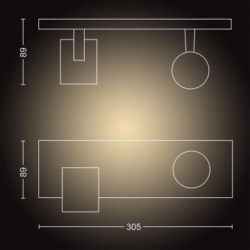 Philips - Φωτιστικό σποτ Dimming LED Hue RUNNER 2xGU10/4,2W/230V 2200-6500K + τηλεχειριστήριο μαύρο