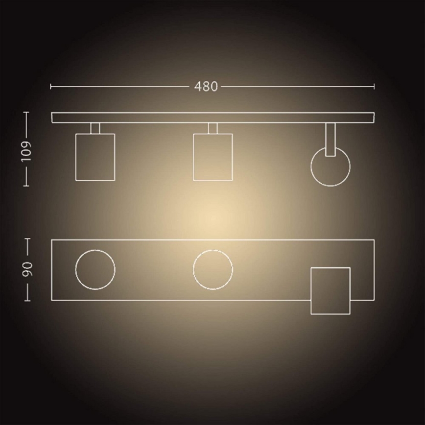 Philips - Φωτιστικό σποτ Dimming LED Hue RUNNER 3xGU10/4,2W/230V 2200-6500K + τηλεχειριστήριο λευκό