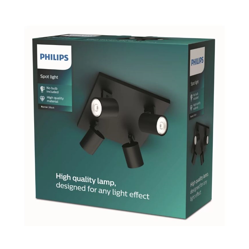 Philips - Φωτιστικό σποτ 4xGU10/20W/230V μαύρο