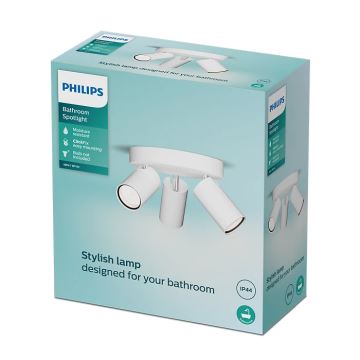 Philips - Φωτιστικό σποτ μπάνιου IDRIS 3xGU10/5W/230V IP44 λευκό