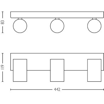 Philips - Φωτιστικό σποτ μπάνιου IDRIS 3xGU10/5W/230V IP44 μαύρο