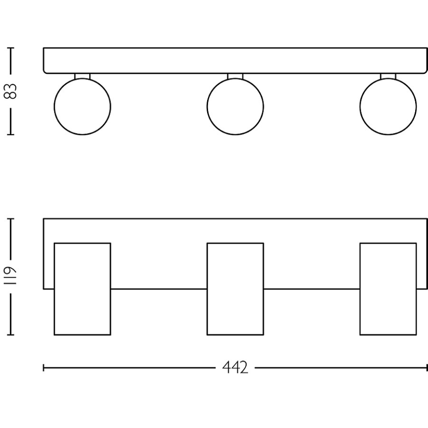 Philips - Φωτιστικό σποτ μπάνιου IDRIS 3xGU10/5W/230V IP44 μαύρο