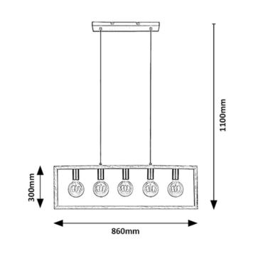 Rabalux - Kρεμαστό φωτιστικό οροφής 5xE27/40W/230V μαύρο/οξιά