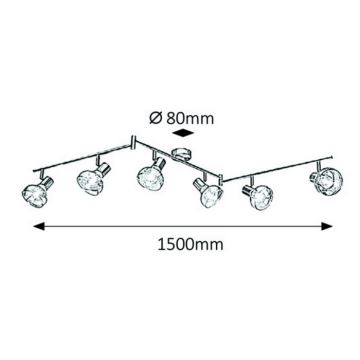 Rabalux 5562 - Φωτιστικό σποτ HOLLY 6xE14/40W/230V λαμπερό χρώμιο