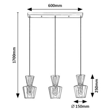 Rabalux - Κρεμαστό φωτιστικό οροφής ράγα 3xE27/60W/230V