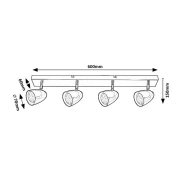 Rabalux - Φωτιστικό σποτ 4xGU10/5W/230V μαύρο