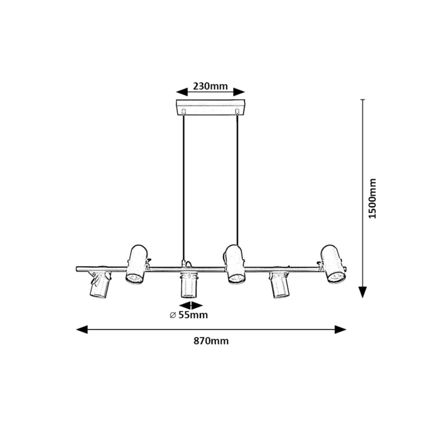 Rabalux - Κρεμαστό φωτιστικό οροφής 6xGU10/25W/230V