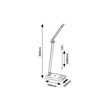 Rabalux 74213 - LED Dimming flexible επιτραπέζια λάμπα με ασύρματη φόρτιση QI και USB LED/5W/5V 3000-6500K