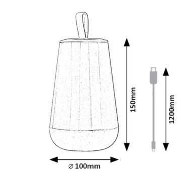 Rabalux - LED RGB Επαναφορτιζόμενη επιτραπέζια λάμπα dimming LED/2W/5V 3000K 1800 mAh