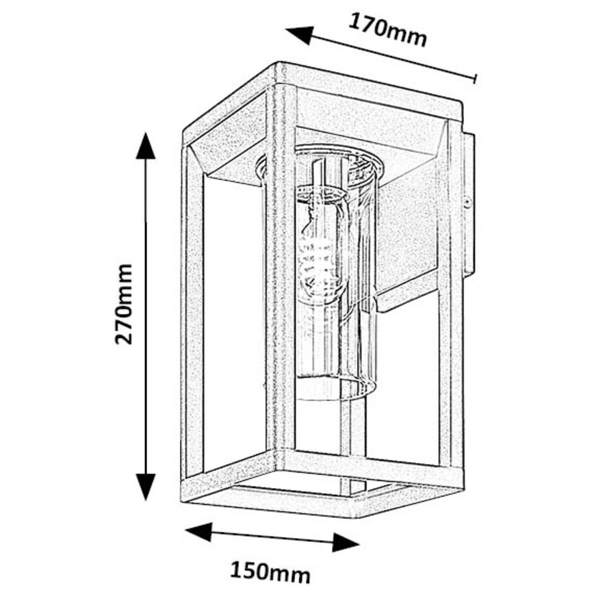 Rabalux - Επιτοίχιο φωτιστικό εξωτερικού χώρου 1xE27/15W/230V IP54 μαύρο
