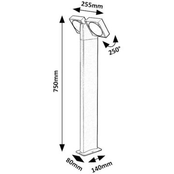 Rabalux -Φωτιστικό LED εξωτερικού χώρου εύκαμπτο  2xLED/7W/230V IP54 ανθρακί