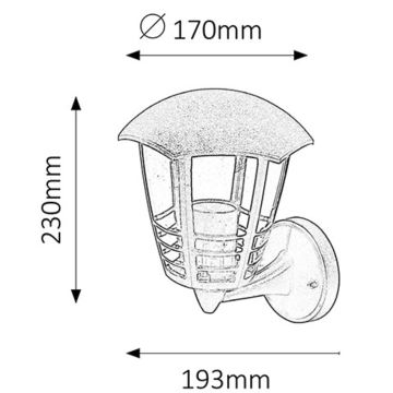 Rabalux - Φως τοίχου εξωτερικού χώρου 1xE27/60W/230V IP44