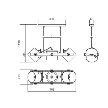 Redo 01-2403 - Κρεμαστό φωτιστικό οροφής POOH 3xE27/42W/230V οξιά