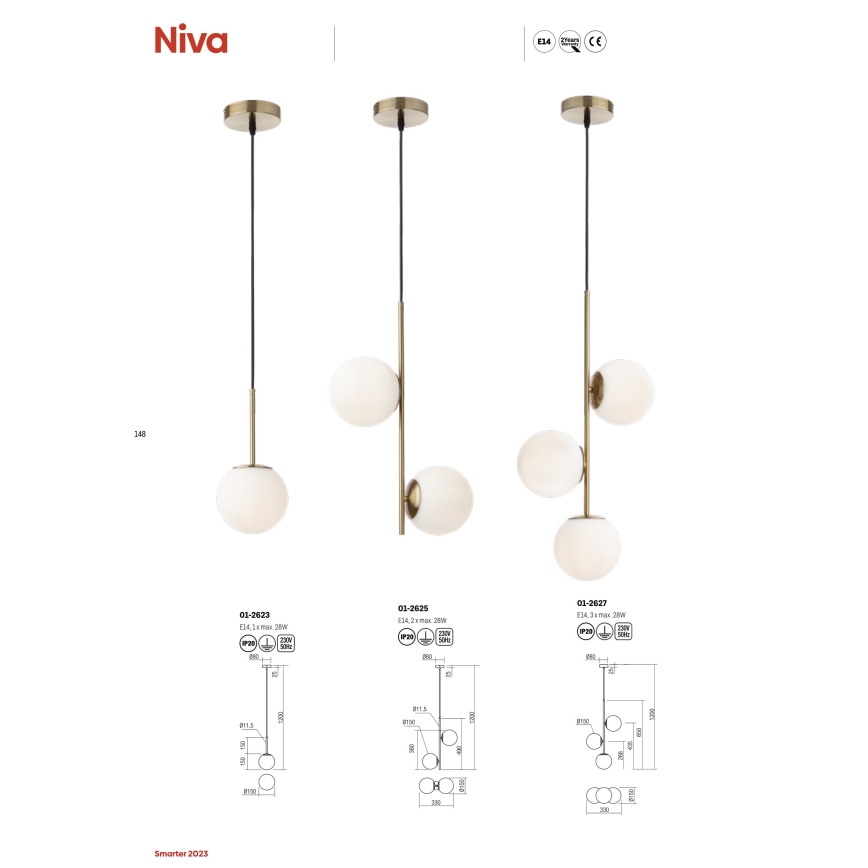 Redo 01-2623 - Κρεμαστό φωτιστικό οροφής NIVA 1xE14/28W/230V