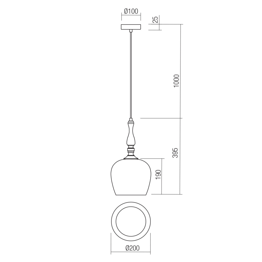 Redo 01-2752 - Κρεμαστό φωτιστικό οροφής TOLL 1xE27/42W/230V μαύρο