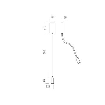 Redo 01-2754 - Λάμπα τοίχου LED WALLIE LED/3W/230V USB CRI 90 λευκό