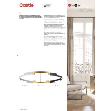 Redo 01-3176 - Led Dimmable κρεμαστό φωτιστικό οροφής CASTLE LED/45W/230V μαύρο